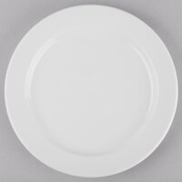 Libbey Porcelana 9" Bright White Round Wide Rim Porcelain Plate - Sample