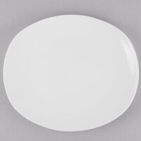 Libbey Porcelana 10" x 9" Bright White Oblong Porcelain Coupe Plate - Sample
