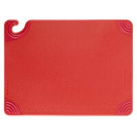 San Jamar CBG152012RD Saf-T-Grip® 20 inch x 15 inch x 1/2 inch Red Cutting Board with Hook