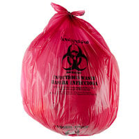 40-45 Gallon 40 inch x 47 inch Red Isolation Infectious Waste Bag / Biohazard Bag Linear Low Density 1.2 Mil - 100/Case