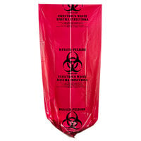 40-45 Gallon 1.2 Mil 40" x 47" Low Density Red Isolation Infectious Waste Bag / Biohazard Bag Linear - 100/Case