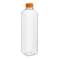 Captiva Containers 32 oz. Tall Square PET Clear Juice Bottle with Orange Lid - 104/Case