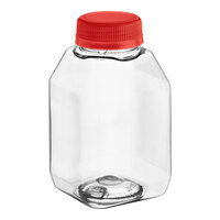 Captiva Containers 8 oz. Square PET Clear Juice Bottle with Red Lid - 320/Case