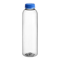 Captiva Containers 16 oz. Round rPET Clear Juice Bottle with Blue Lid - 186/Case