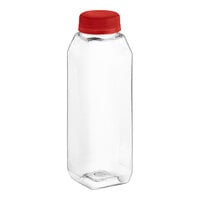 Captiva Containers 10 oz. Square PET Clear Juice Bottle with Red Lid - 240/Case