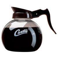 Curtis 70280100206 Glass Coffee Decanter with Brown Handle, White Imprint, and Printed Instructions