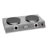 Cadco CDR-2C Double Burner Stainless Steel Portable Electric Side-by-Side Hot Plate with 7 1/2" Cast Iron Elements - 1,800W, 120V