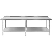 Advance Tabco FLAG-308-X 30" x 96" 16 Gauge Stainless Steel Work Table with 1 1/2" Backsplash and Galvanized Undershelf