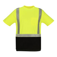 Tingley Job Sight Type R Class 2 Hi-Vis Lime Short Sleeve Safety Shirt with Black Front Panel S74122.LG - Large