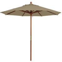 Grosfillex 98918131 9' Taupe Market Umbrella with 1 1/2" Wooden Pole