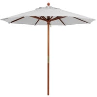 Grosfillex 98910431 9' White Market Umbrella with 1 1/2" Wooden Pole
