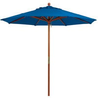 Grosfillex 98919731 9' Pacific Blue Market Umbrella with 1 1/2 inch Wooden Pole