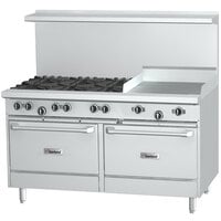 Garland G48-6G12CS Natural Gas 6 Burner 48 inch Range with 12 inch Griddle, Convection Oven, and Storage Base - 254,000 BTU