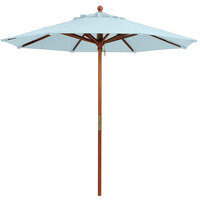 Grosfillex 98915031 9' Spa Blue Market Umbrella with 1 1/2 inch Wooden Pole