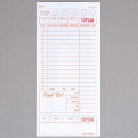 Choice 1 Part Tan and White Guest Check with Beverage Lines and Bottom Guest Receipt - 250/Pack