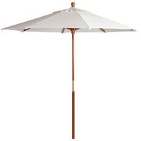 Grosfillex 98940431 7' White Market Umbrella with 1 1/2" Wooden Pole