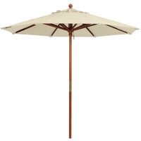 Grosfillex 98910331 9' Khaki Market Umbrella with 1 1/2 inch Wooden Pole