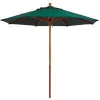 Grosfillex 98912031 9' Forest Green Market Umbrella with 1 1/2" Wooden Pole