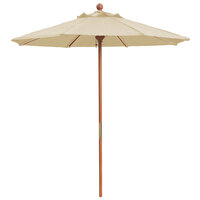 Grosfillex 98940331 7' Khaki Market Umbrella with 1 1/2 inch Wooden Pole
