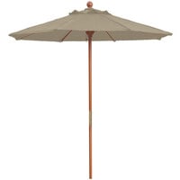 Grosfillex 98948131 7' Taupe Market Umbrella with 1 1/2" Wooden Pole