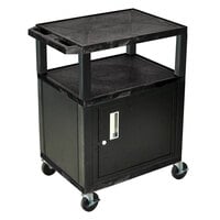 Luxor WT34C2E Black Tuffy Two Shelf A/V Cart with Locking Cabinet - 24 inch x 18 inch x 34 inch
