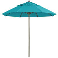 Grosfillex 98324131 Windmaster 7 1/2' Turquoise Fiberglass Umbrella with 1 1/2 inch Aluminum Pole