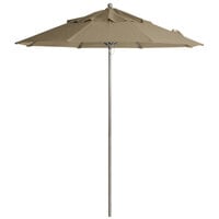 Grosfillex 98818131 Windmaster 9' Taupe Fiberglass Umbrella with 1 1/2 inch Aluminum Pole