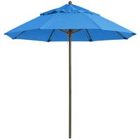 Grosfillex 98389731 Windmaster 7 1/2' Pacific Blue Fiberglass Umbrella with 1 1/2 inch Aluminum Pole