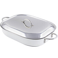 Bon Chef 60023CFCLD Classic Country French 5 Qt. White Stainless Steel Roasting Pan with Lid - 15 inch x 11 inch x 2 7/8 inch