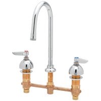 Advance Tabco K-132 Deck Mounted Faucet with 10 11/16 inch Gooseneck Spout, 8 inch Centers, Stream Regulator Outlet, Eterna Cartridges, and Lever Handles
