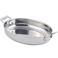 Bon Chef 60002HF Cucina 2.5 Qt. Hammered Finish Stainless Steel Oval Au Gratin