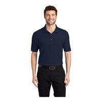 Port Authority K500 Unisex Customizable Navy Short Sleeve Silk Touch Pique Polo Shirt - Poly / Cotton Blend - 3X