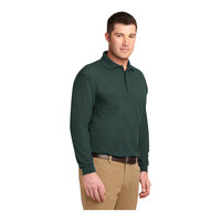 Port Authority K500LS Unisex Customizable Dark Green Long Sleeve Silk Touch Pique Polo Shirt - Poly / Cotton Blend - 2X