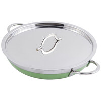 Bon Chef 60305 Classic Country French Collection 2 Qt. 12 oz. Green Saute Pan / Skillet with Cover and Double Handles