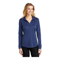 Port Authority L540LS Women's Customizable Royal Blue Long Sleeve Moisture-Wicking Silk Touch Polo Shirt - Polyester - Medium