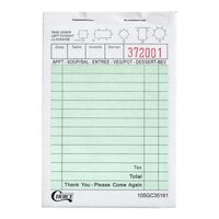 Choice 1 Part Green and White Guest Check - 10/Pack