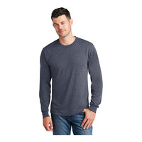 Port & Company PC54LS Unisex Customizable Heather Navy Long Sleeve T-Shirt - Cotton / Poly Blend - 4X