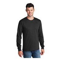 Port & Company PC54LS Unisex Customizable Jet Black Long Sleeve T-Shirt - Cotton - 3X