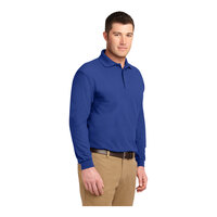 Port Authority K500LS Unisex Customizable Royal Long Sleeve Silk Touch Pique Polo Shirt - Poly / Cotton Blend - 3X