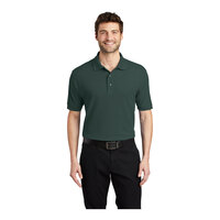 Port Authority K500 Unisex Customizable Dark Green Short Sleeve Silk Touch Pique Polo Shirt - Poly / Cotton Blend - Small