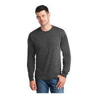 Port & Company PC54LS Unisex Customizable Dark Heather Gray Long Sleeve T-Shirt - Cotton / Poly Blend - 3X