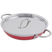 Bon Chef 60304 Classic Country French Collection 1 Qt. 20 oz. Red Saute Pan / Skillet with Cover and Double Handles