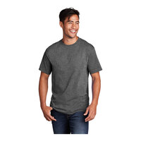 Port & Company PC54 Unisex Customizable Graphite Heather Short Sleeve T-Shirt - Cotton / Poly Blend - 3X
