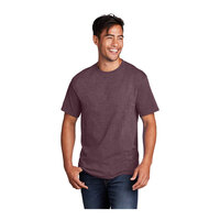 Port & Company PC54 Unisex Customizable Heather Athletic Maroon Short Sleeve T-Shirt - Cotton / Poly Blend - Small