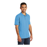 Port & Company KP55 Unisex Customizable Aquatic Blue Short Sleeve Jersey Knit Polo Shirt with Stain Release - Cotton / Poly Blend - Extra Large