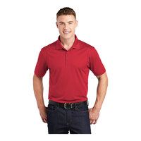 Sport-Tek ST650 Unisex Customizable True Red Short Sleeve Moisture-Wicking Micro Pique Polo Shirt - Polyester - Large