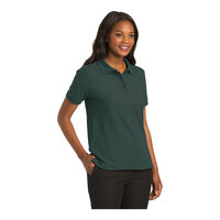Port Authority L500 Women's Customizable Dark Green Short Sleeve Silk Touch Pique Polo Shirt - Poly / Cotton Blend - Medium