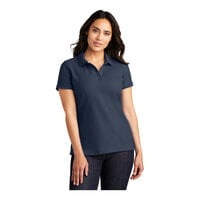 Port Authority L100 Women's Customizable River Blue Short Sleeve Pique Polo Shirt - Cotton / Poly Blend - 6X