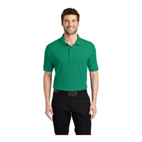 Port Authority K500 Unisex Customizable Kelly Green Short Sleeve Silk Touch Pique Polo Shirt - Poly / Cotton Blend - 4X