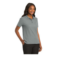 Port Authority L500 Women's Customizable Cool Gray Short Sleeve Silk Touch Pique Polo Shirt - Poly / Cotton Blend - Extra Large